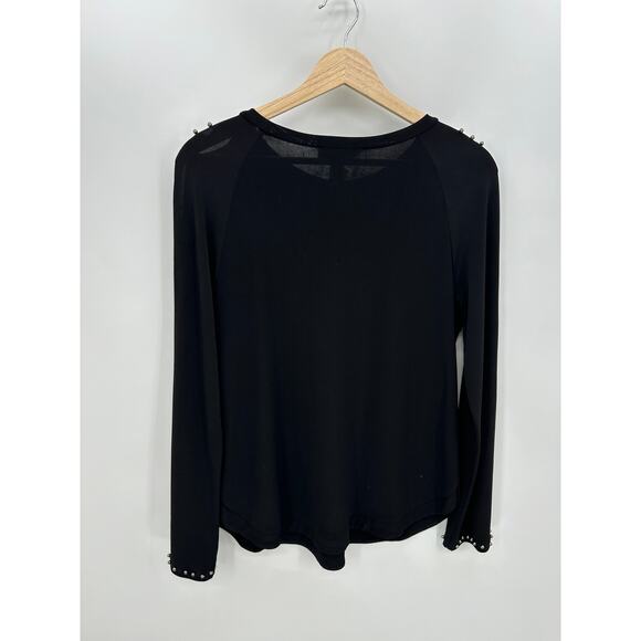 Joseph Ribkoff Top Women 8 Black Open Sleeve Studded Wrinkle Free Blouse - Picture 2 of 8
